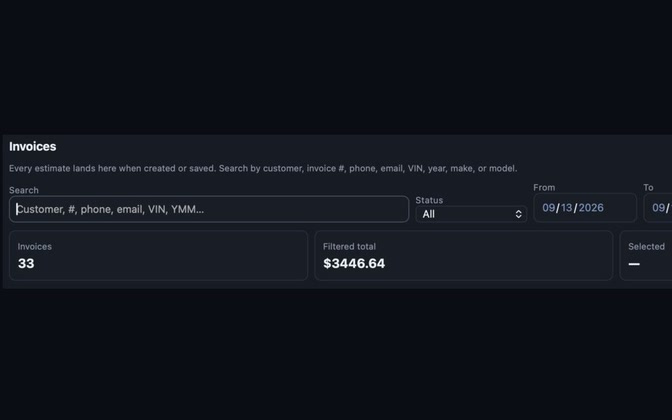 Tint Studio invoices
